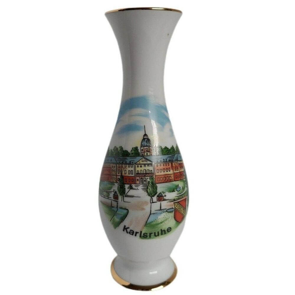 Gerold Porzellan KARLSRUHE West Germany Porcelain Bud Vase 7" Estate Vintage
